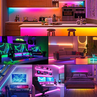 Tira de Luces LED RGB 5050 SPI de 24 V y 12 V, con Control Remoto, WiFi y Aplicación Inteligente, Tira RGBIC 2811 Direccionable para Salas de Juego, Bares y Tiendas