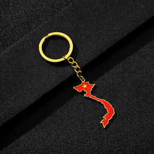Color dorado de lujo estilo étnico aleación monedero llavero Vietnam mapa bandera colgante al por mayor - Product Image 6