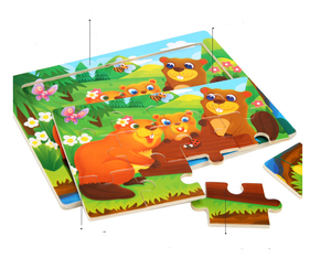 12 Mảnh Ghép Hình Hoạt Hình Động Vật Cho Trẻ Em Bằng Gỗ, Đồ Chơi Giáo Dục Sớm Bằng Gỗ - Product Image 3