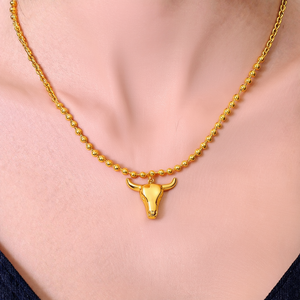 Collar con Colgante de Animal de Moda, Acero Inoxidable 316L, Baño de Oro PVD, Dije de Cabeza de Toro, Cuentas, Joyería Sostenible y Resistente - Product Image 2