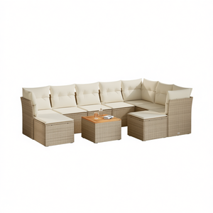 Conjunto de Sofás de Jardín de Mimbre Sintético, Color Beige, 6 Plazas, Muebles de Exterior Contemporáneos Resistentes a la Intemperie - Product Image 1
