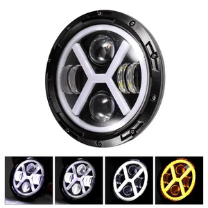Faros LED Redondos en Forma de X de 7 Pulgadas, 65W, 12V, Doble Color, Ojos de Ángel, para Wrangler, DOT H4, 6500 Lúmenes, 2 Años de Garantía - Product Image 3
