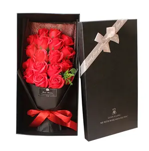 Подарок на день Святого Валентина, искусственная многоцветная Роза, мыло, Подарочная коробка, 18 шт., букет роз