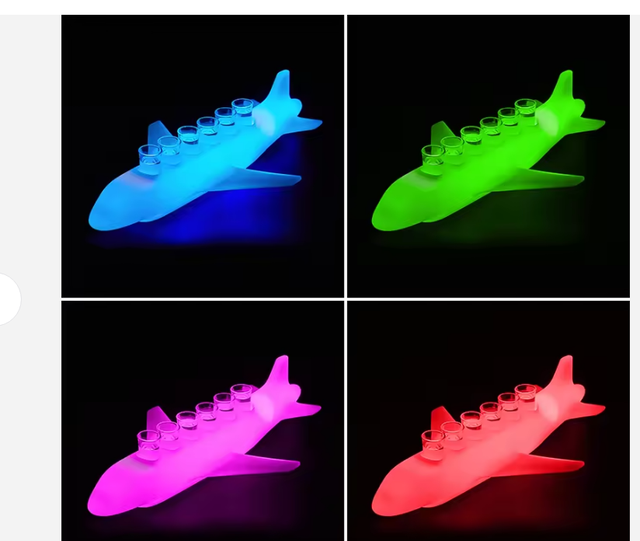 Customized Logo Rechargeable LED Airplane Cup Serving Tray Portable Eco-Friendly PP Bottle Presenter