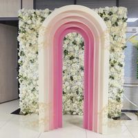 Arche de fleurs artificielles en arc-en-ciel rose personnalisée, accessoires décoratifs de mariage, support de toile de fond en forme de porte blanc en acrylique PVC bon marché