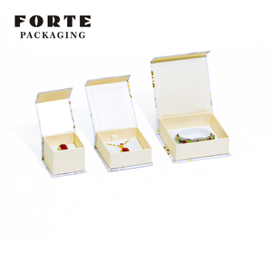 FORTE Ivory Leatherette Paper Handmade Jewelry Boxes 7x9cm with Custom Logo Luxury Packaging Rigid <b>Shipping</b> <b>Box</b> - Product Image 1