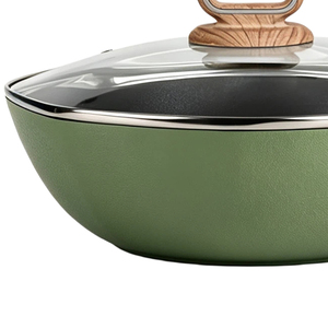 Wok octogonal en aluminium vert de 30 cm, non toxique, avec revêtement antiadhésif, pour une cuisine saine, logo personnalisé - Product Image 2