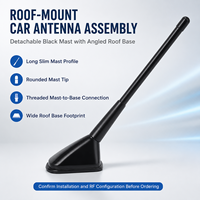 Angled Detachable-Mast Roof Aerial Assembly Angled-Mast Automotive Roof Aerial Assembly Set on a Low-Profile Geometric Base