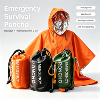 Poncho de survie thermique pliable et portable pour l'extérieur, imperméable, coupe-vent, chaleur, anti-hypothermie, pour la nature sauvage