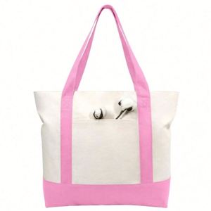 High Quality Summer New Fashion <b>Large</b> Capacity Cotton Shopping Bag Ladies Canvas Beach Handbag with Custom Logo - Product Image 4