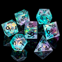 Mini set de dés DND en résine bleue irisée mate, 7 pièces, dés polyédriques à bords tranchants, dés givrés, jeux de rôle sur table, jeux de société Dungeons & Dragons