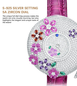 Reloj de cuarzo de diseño de tendencia de etiqueta privada OEM con logotipo personalizado para mujer, relojes de joyería con incrustaciones de plata de lujo con diseño de tendencia - Product Image 3