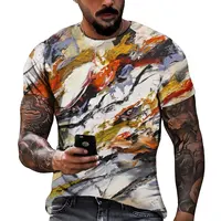Custom 2022 New summer 3D Digital printing paint rendering men's casual loose short sleeve T-shirt for outside
