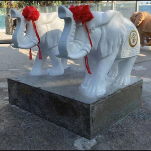 الأكثر مبيعًا تصميم حديث بالحجم الطبيعي تمثال فيل رخامي أبيض ديكور منزلي خارجي نحت حجر - Product Image 2