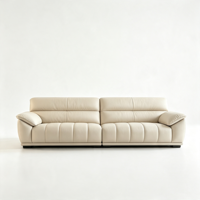 Ensemble de canapés modernes en cuir marron, canapé sectionnel droit avec fauteuil individuel et ottoman, meubles de salon