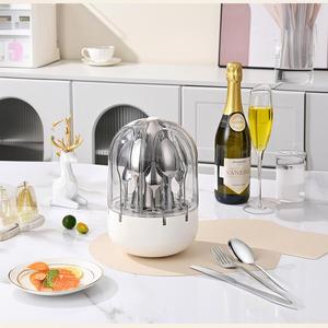 Ensemble de <span class=keywords><strong>couverts</strong></span> en plastique doré de <span class=keywords><strong>24</strong></span> pièces, <span class=keywords><strong>couverts</strong></span> occidentaux durables en acier inoxydable avec boîte cadeau pour cadeaux d'affaires, mariages - Product Image 3