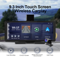 Écran portable sans fil CarPlay de 9,3 pouces, autoradio compatible CarPlay et Android Auto, lecteur multimédia pour voiture avec caméra avant et arrière