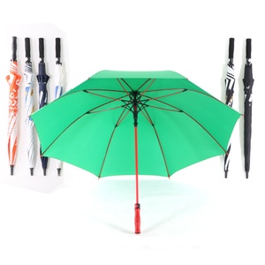 Parapluie de golf extra large de 30 pouces, semi-automatique, avec cadre en fibre de verre noir, barre centrale droite rouge, pour adulte, poignée couleur personnalisée - Product Image 2