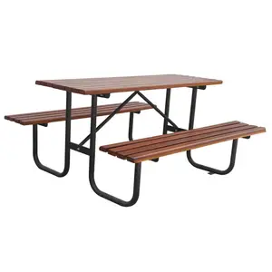 6英尺8英尺户外商用木塑复合板野餐桌带长凳餐厅餐桌花园露台咖啡桌