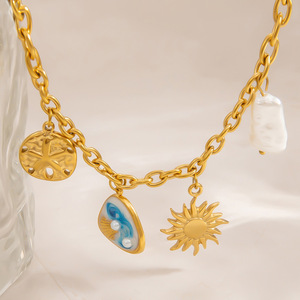 Stainless Steel <b>Bracelet</b> With Gold Plating Starfish <b>Shell</b> Charm Women's Jewelry Gift - Product Image 1