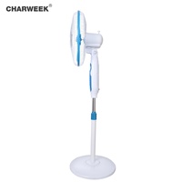 Ventilateur solaire au sol bleu de 16 pouces, modèle 16 pouces-6, panneau solaire 18V20W, batterie 12V 9000AH, autonomie de 3 à 10 heures, économie d'énergie