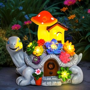 Decoración Solar para Jardín, Tortuga con Suculenta y 7 Luces LED, Regalos de Navidad y Cumpleaños para Mujeres, Mamá, Abuela, Hombres, Estatuas de Exterior - Product Image 1