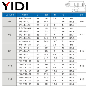 Raccord pneumatique YIDI <span class=keywords><strong>PB</strong></span> en acier inoxydable, connecteur en T fileté, raccord rapide à une touche pour tuyau d'air, filetage mâle BSP R - Product Image 6