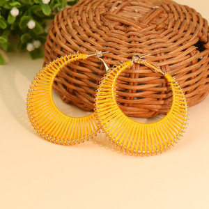 <b>Hoop</b> Earrings Alloy Gold Plated Bohemia Style Women's Party Fashion Jewelry Colorful Handmade <b>Large</b> Size - Product Image 4