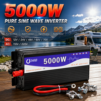 Convertisseur d'énergie solaire à onde sinusoïdale pure 5000W avec écran LCD, double prise DC12V/24V/48V/60V/72V vers AC110V/220V, pour maison, camping-car, hors réseau