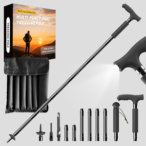 Cane Folding Survival Gear Aluminum Tactical Hiking <strong>Walking</strong> <strong>Sticks</strong> for Hiking Multi-functional Illuminated Trekking Poles - Product Image 5