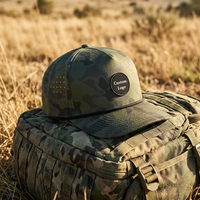 Gorras deportivas snapback de 5 paneles con logo de parche de PVC personalizado para hombre, gorras de golf camufladas personalizadas al por mayor para verano