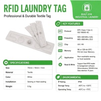 Sac en filet pour étiquettes RFID de blanchisserie, lavable, avec lecteur de cartes, configuration tissée, Impinj Mini, en tissu, étanche, inscriptible, écologique, 860-960 MHz