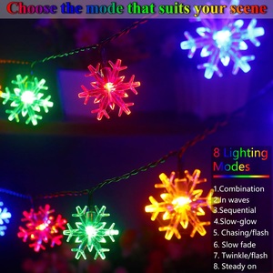 Guirlande solaire à flocons de neige de 20 pieds avec 40 LED, blanc chaud, 8 modes, étanche, pour extérieur, jardin, patio, Noël, mariage, décoration - Product Image 4