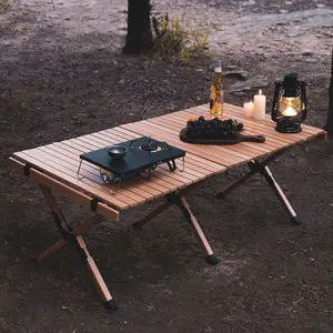 Gran oferta, mesa de Camping de viaje de madera plegable portátil para exteriores para acampar, picnic, jardín, playa, barbacoa, patio trasero