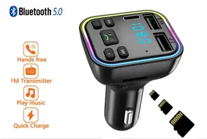 Xe FM Transmitter MP3 Player với Dual USB & Type-C sạc đầy màu sắc LED chiếu sáng modulator Máy nghe nhạc đa phương tiện