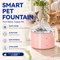 Fontaine à eau pour chat en céramique de 2,2 L, distributeur d'eau silencieux pour animaux de compagnie avec dessus en acier inoxydable 304, filtre à 4 étapes et deux modes de débit