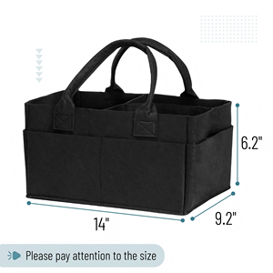 Organizador de pañales, cesta de almacenamiento de fieltro, caja de almacenamiento de fieltro con bolsillo con cremallera - Product Image 2