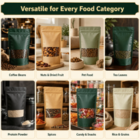 Sachet refermable personnalisé en papier synthétique brun avec logo imprimé pour aliments, snacks, viande, épices, assaisonnements et sucre