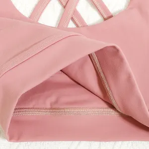 2023 Custom Label Baby Clothing Summer Cross Strap Component Sleeveless Elastic Waistband Yoga Short Set