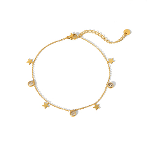 आईएनएस डिजाइन धातु सामग्री हॉट सेलिंग स्टार चार्म्स सफेद क्यूबिक जिक्रोन सीजेड दैनिक पहनने के लिए सुंदर महिला पायल - Product Image 1