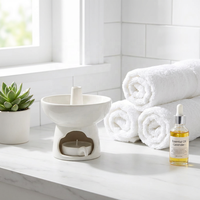 Brûleur d'encens en céramique blanche fait main de haute qualité, chauffe-cire pour bougies, lampe à huile d'aromathérapie avec design ajouré