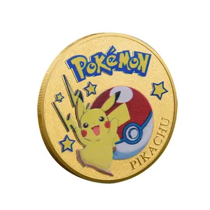 58 types Metal Crafts Pokmon Pika-chu Monsters Gold Plated Coin Collectible Japanese Silver Anime Challenge Coins For Kids Gift