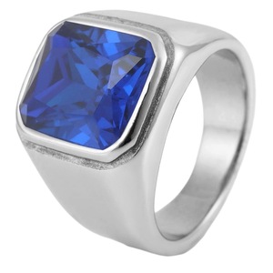 yunnique Men's Square Red Gemstone <b>Ring</b> <b>Titanium</b> Steel Bezel Setting Wedding Gift Jewelry FY280176 - Product Image 5