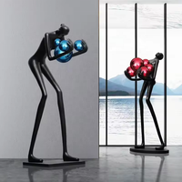 JYLIGHTING Nordic Creative Design Figure Sculpture Lampadaire LED Bras Tenant Boule Hôtel Expositions Bureau Ventes Style Vertical