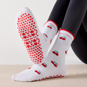 Chaussettes de sport antidérapantes pour femmes, logo personnalisé, jacquard, volants, grip, chaussettes de Pilates - Product Image 2