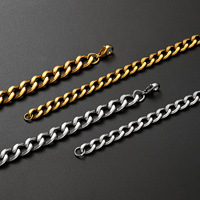 Bracelet chaîne cubaine en acier inoxydable poli à bord plat pour hommes et femmes, accessoires streetwear anti-ternissement, vente en gros