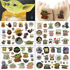 Nuevas Pegatinas de Tatuajes Desechables de Dibujos Animados de Baby <span class=keywords><strong>Yoda</strong></span> Alien para Fiestas de Cumpleaños Infantiles, Pegatinas de Tatuajes Borrables por Transferencia de Agua - Product Image 6