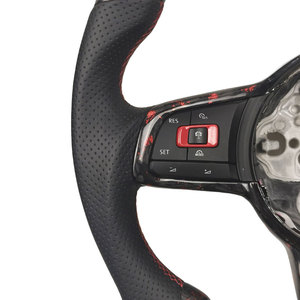 Volante de Fibra de Carbono Forjado en Rojo para Volkswagen <span class=keywords><strong>MK7</strong></span> <span class=keywords><strong>GTI</strong></span> R <span class=keywords><strong>Golf</strong></span> 7 <span class=keywords><strong>Golf</strong></span> 6 <span class=keywords><strong>MK7</strong></span> <span class=keywords><strong>MK7</strong></span>.5 Passat B8 Scirocco - Product Image 2