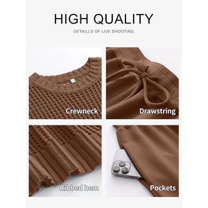 Ensemble deux pièces pour femmes, haut en tricot crocheté transparent, pantalon large, ensemble décontracté respirant pour le printemps et l'été - Product Image 6