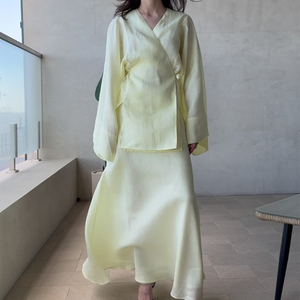 Set Estivo Leggero da Donna Musulmana Enyami Dubai Medio Oriente, 2 Pezzi, Vendita all'Ingrosso, Top a Maniche Lunghe e Gonna Lunga Abaya Modesta - Product Image 6